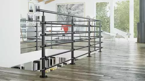 Banister system in black for indoor use