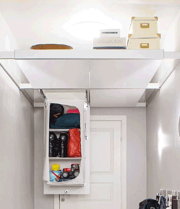 Smart Storage Ceiling System Beam It, Storage Shelves That Hang From Ceiling