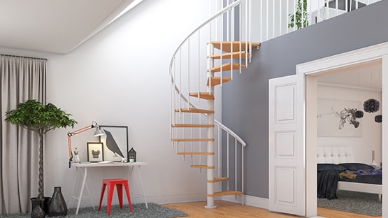 spiral staircase in white spiral staircase in white