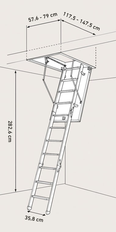 loft ladder BD90 drawing made to measure