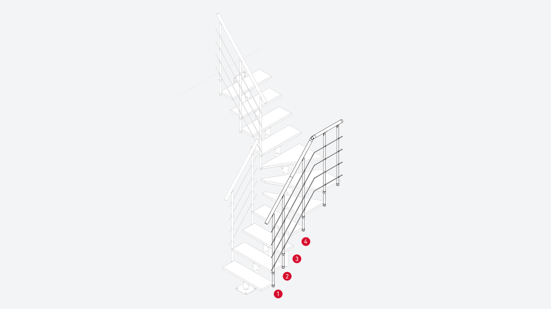 External handrail banister BOSTON Black, RAL 9005